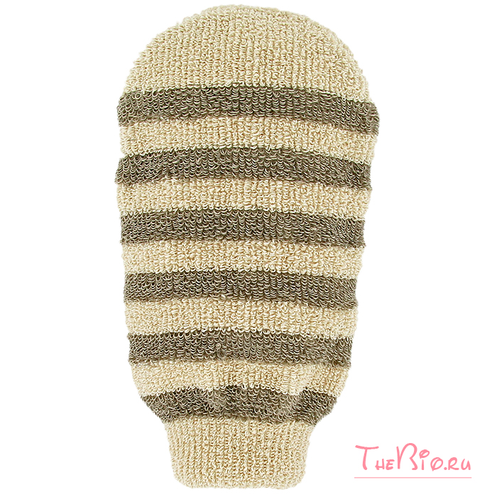 Forsters - Массажная полосатая мочалка-варежка из органического хлопка и органического льна