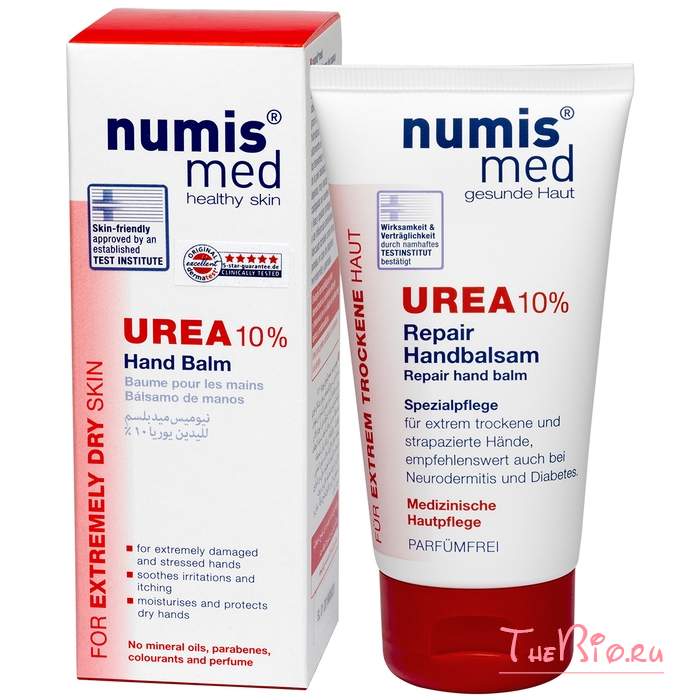 NumisMed - Бальзам для рук с 10 % мочевиной, 75 мл Numis Med www.thebio.ru натуральная косметика Нумис Мед купить в магазине официальном прочитать отзывы лучшие фотографии с мочевиной уреатой для увлажнения кожи полный спектр продукции заказать с доставкой по Москве и по России в надежном интернет-магазине